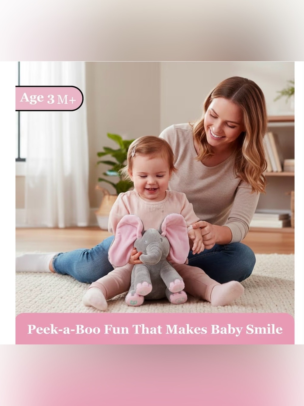Dimple Kaia Peek-A-Boo Elephant Interactive Singing Plush Toy NWT - Picture 3 of 12